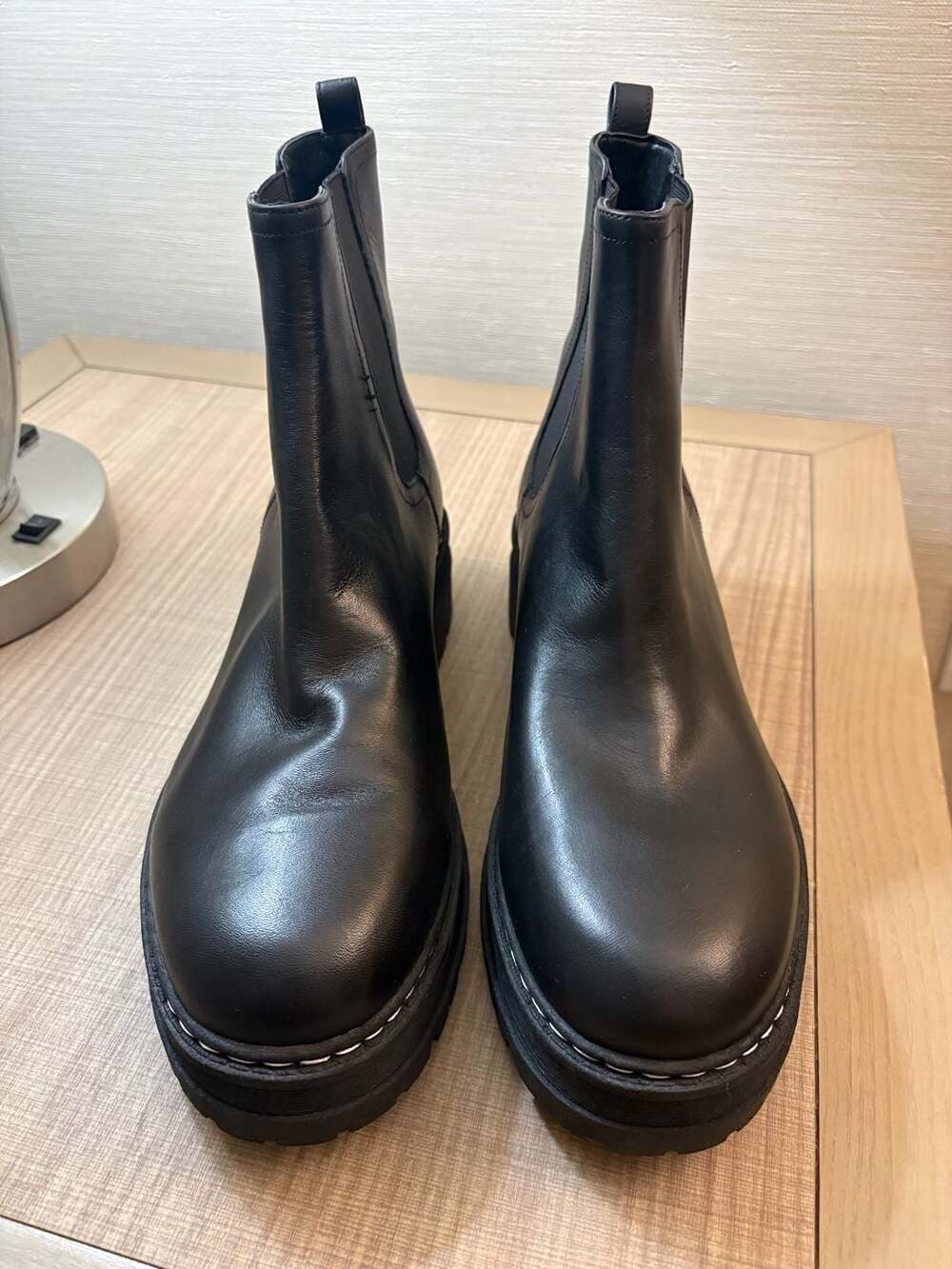 Marc Fisher Padmia Black Leather Chelsea Lug Sole Boots - Picture 2 of 8